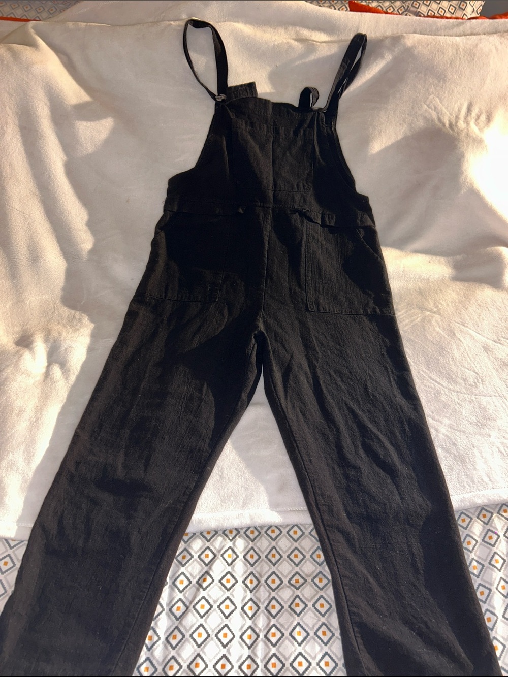 Black Women's Cotton-Blend Utility Overalls Jumpsuit